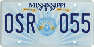 MS license plate OSR055