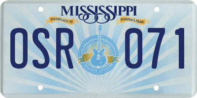 MS license plate OSR071