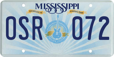 MS license plate OSR072