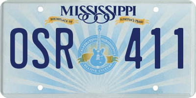 MS license plate OSR411