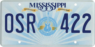 MS license plate OSR422