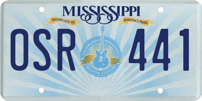 MS license plate OSR441