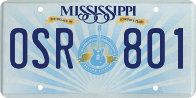 MS license plate OSR801