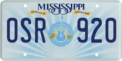 MS license plate OSR920