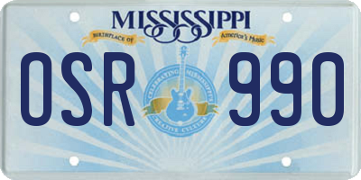 MS license plate OSR990