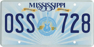 MS license plate OSS728