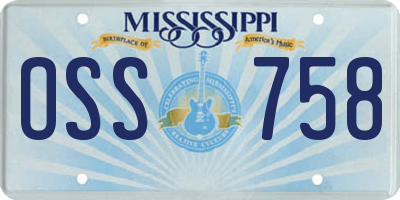 MS license plate OSS758