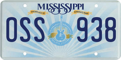 MS license plate OSS938