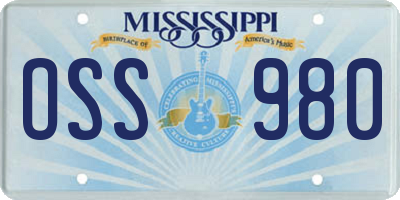 MS license plate OSS980