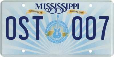 MS license plate OST007