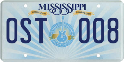 MS license plate OST008