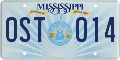MS license plate OST014