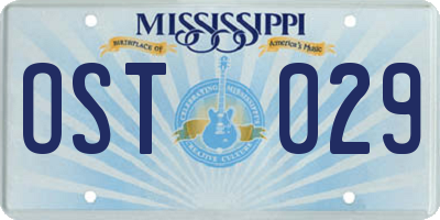 MS license plate OST029