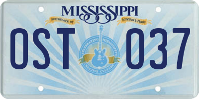 MS license plate OST037