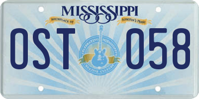 MS license plate OST058
