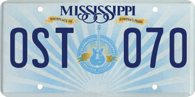 MS license plate OST070