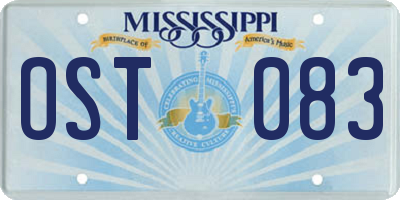 MS license plate OST083
