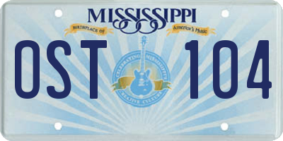 MS license plate OST104