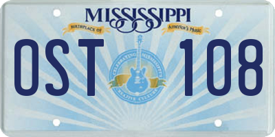 MS license plate OST108