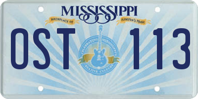 MS license plate OST113