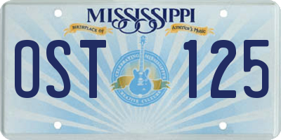 MS license plate OST125