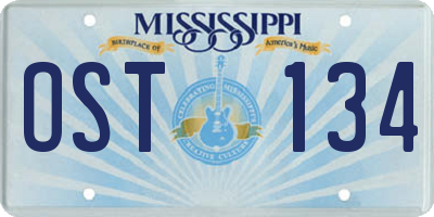 MS license plate OST134
