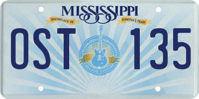 MS license plate OST135