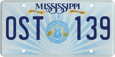 MS license plate OST139