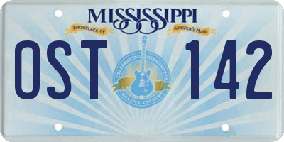 MS license plate OST142
