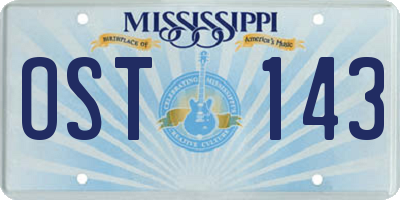 MS license plate OST143