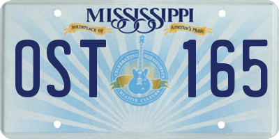 MS license plate OST165