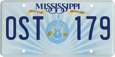 MS license plate OST179