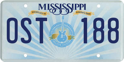 MS license plate OST188