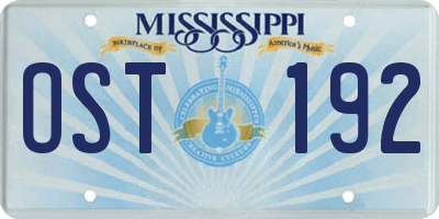 MS license plate OST192