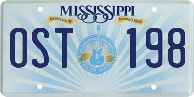 MS license plate OST198