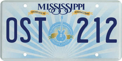 MS license plate OST212