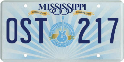 MS license plate OST217