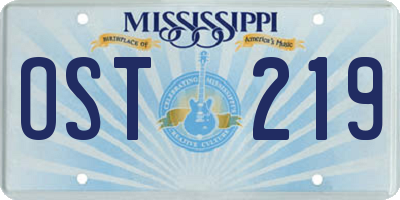 MS license plate OST219