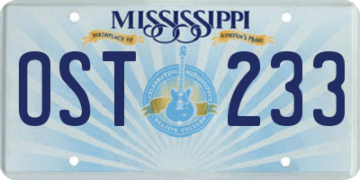 MS license plate OST233