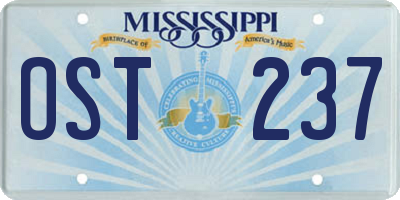 MS license plate OST237