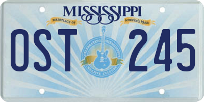 MS license plate OST245