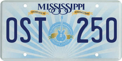 MS license plate OST250