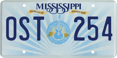 MS license plate OST254