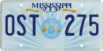 MS license plate OST275