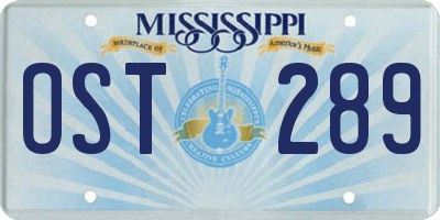 MS license plate OST289