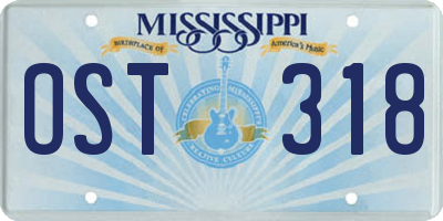 MS license plate OST318