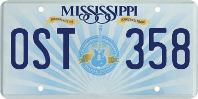 MS license plate OST358