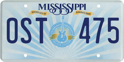 MS license plate OST475