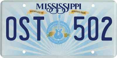 MS license plate OST502