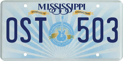 MS license plate OST503